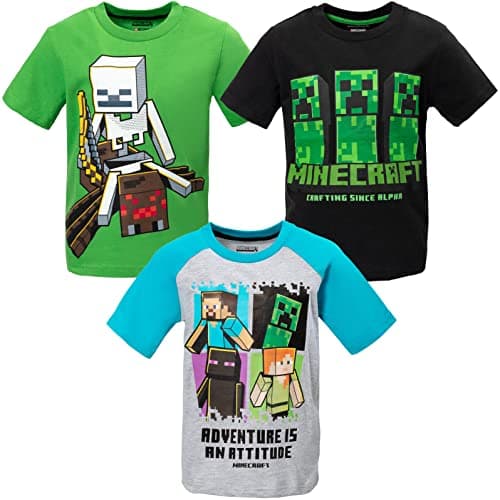 Minecraft Mobs Creeper Steve Alex Skeleton Little Boys 3 Pack Graphic T-Shirt 4