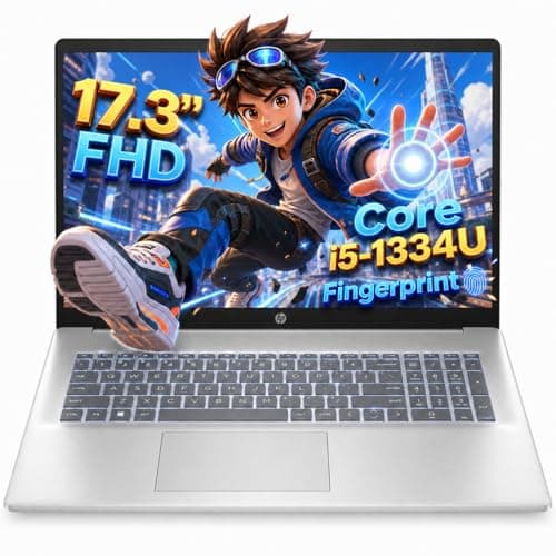 HP 17.3-inch Business Laptop,Intel 10-Core i5-1334U, FHD IPS Anti-Glare Display,8GB RAM, 256GB SSD,Full-Size Backlit Keyboard, Fingerprint Reader, Windows 11 Pro,w/Bonus Accessories