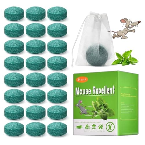 Rodent Repellent Balls, 24 Pack Peppermint Oil Mouse Repellent for Mice Rats Spider and Squirrels, Moth Balls for Kitchen Car Indoor & Outdoor Use, Safe for Humans & Pets