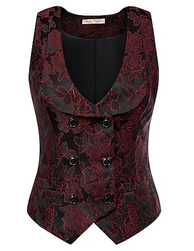 Belle Poque Womens Suit Vest Lapel Collar Racerback Waistcoat Vest Blazer Dressy