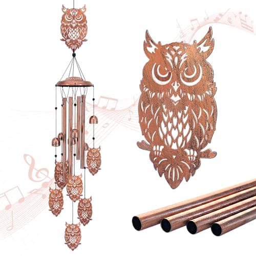 Owl Wind Chimes Outdoor Owl Gifts for Women/Men/Mom/Wife/Grandma Birthday Gifts Memorial Gift Metal WindChimes for Outside/Indoors, Lawn, Patio, Home, Porch, Yard Decor, Garden Decorations