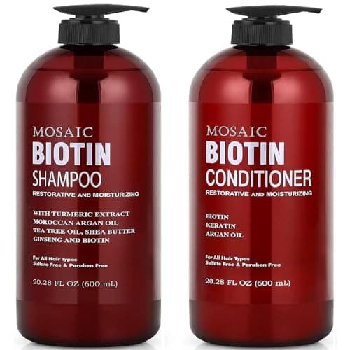 Biotin Shampoo and Conditioner Set for Hair Growth, Thinning Hair Treatment, Hair Thickening Products for Women & Men, Paraben & Sulfate Free, 20.2 FL Oz Each