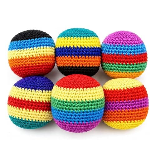 6Pcs Handmade Knitted Footbag, Colorful Crochet Footbag Sacks, 2026 Upgraded Footbags Knitted, Soft Pellet Filled Sack for Skill Training, Random Color and Style Sent