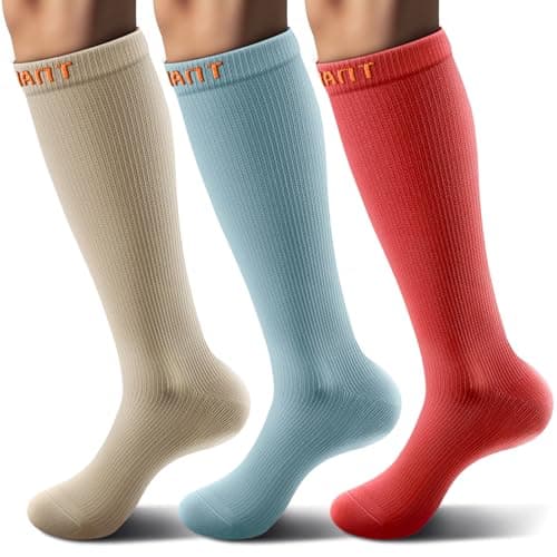 BULLIANT Compression Socks 3Pairs-15-20mmHg Circulation Support Men Women Hiking Sports Recovery-Upgraded Wicking Tech(3Pairs,Small-Medium)