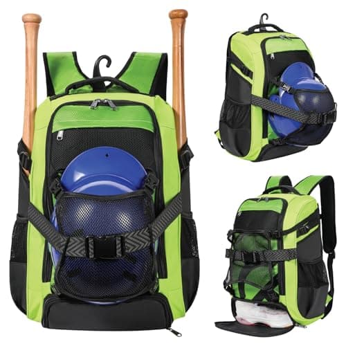 Large Baseball Backpack for Adult Youth 42L Softball Bat Bag with Detachable Adjustable Helmet Mesh Pocket Fit Basketball Soccer Volleyball Baseball Equipment Bag for Men Women 12+ Boys Girls