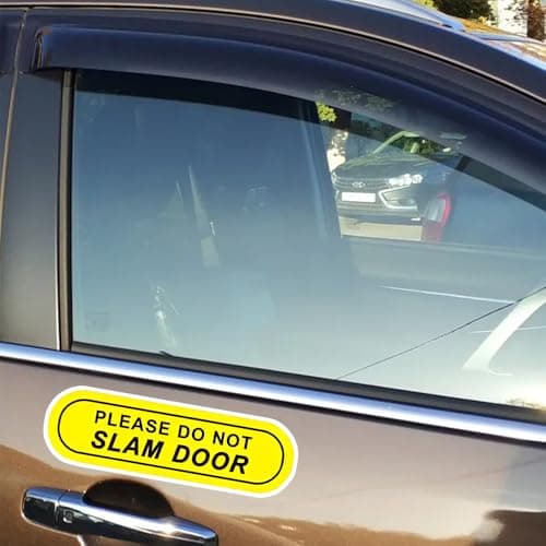 ZUKHL 4pcs 4.33''x1.18'', Please Do Not Slam Door Funny Waterproof Vinyl Car Decal, Exterior Decorative Accessories, Used for Car, Motorcycle, Laptop, Van, Window, Door, Wall and More #2BZ166