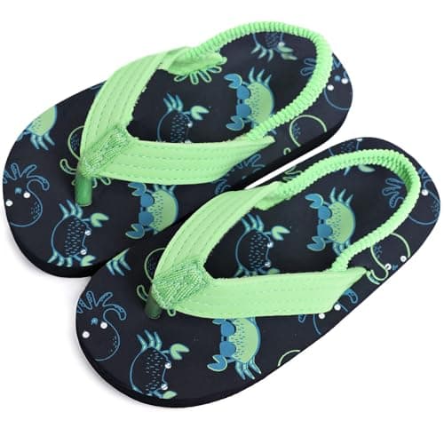 techcity Toddler Boys Girls Flip Flops Kids Unicorn Dinosaur Sandals Beach Pool Water Shoes with Back Strap