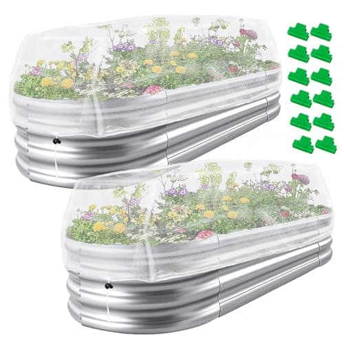 2 Pack Garden Netting for Raised Beds, 4x2FT Raised Bed Plant Covers for Garden Protection, Fine Mesh Bird Netting Pest Barrier Screen with Drawstring and Clips for Protecting Vegetables Fruits Crops