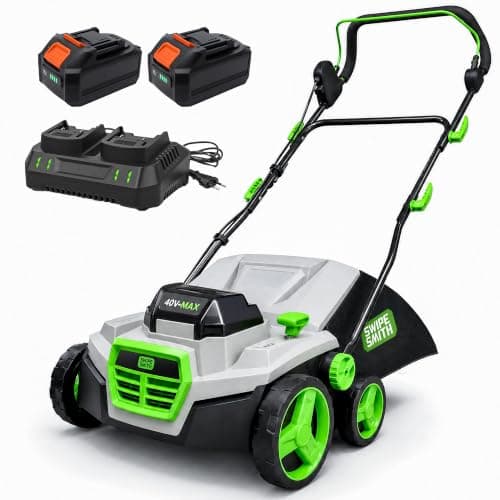 Cordless Artificial Grass Sweeper, SWIPESMITH 16Inch 40V Artificial Turf Vacuum, Lawn Sweeper Yard Power Brush with 45L Removable Leaf Collection Bag, Quick-Fold, Keeps Clear Sweepy Box