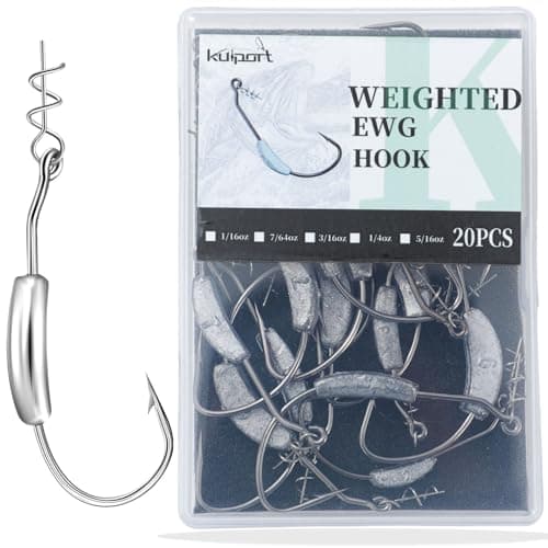 Kulport Weighted Swimbait Hooks with Twist Lock,Weighted Fishing Hooks for Soft Plastic Worm Lures Freshwater Saltwater Fishing 1/16 7/64 3/16 1/4 5/16oz-Assorted