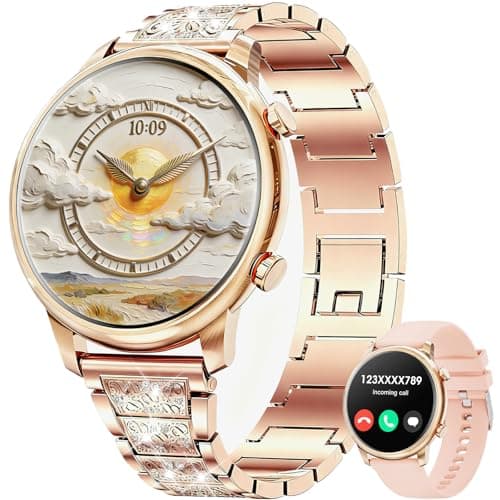 Hwagol Smart Watches for Women Android Phones iPhone Compatible(Bluetooth Call),1.39'' Round Fitness Tracker Heart Rate/SpO2/Sleep Monitor,100+Sport Modes Pedometer