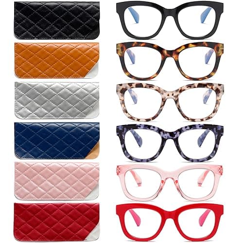 ZXYOO Oversized Reading Glasses for Women,6 Pack Blue Light Blocking Computer Readers Spring hinge(6 pack Mix +2.75)