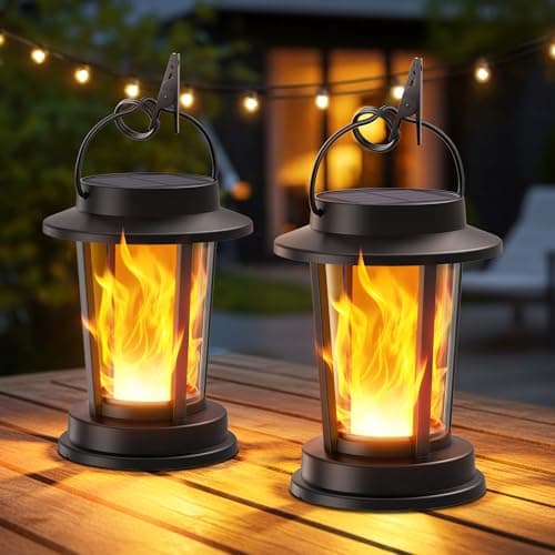 TuyLuxe Solar Lanterns Outdoor Waterproof, Flickering Flame Solar Powered