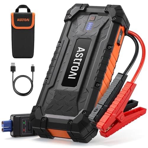 AstroAI S8 Ultra Car Jump Starter, 4000A Safe 12V Battery Booster Pack (All Gas/12L Diesel), Portable Jump Box with Smart Jumper Cables, Type-C/USB, Flashlight, Rugged Protection & Storage Bag, Orange