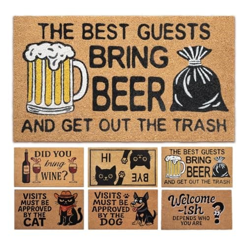 LUA VIKA Coir Doormat Outdoor Entrance - The Best Guests Bring Beer - 17"x30" - Funny Door mats Outside - Welcome mat Funny - Indoor/Outdoor Doormat