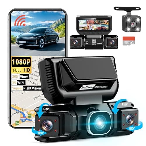GEMEK 360 Degree View 4 Channel Dash Cam 5G WiFi & APP Control