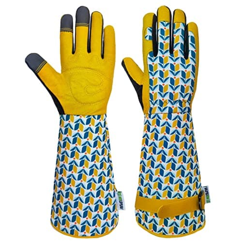 MSUPSAV Women's Medium Garden Gloves with Floral Pattern, Breathable Canvas Back, Foam Padded Palm for Weeding, Pruning, Landscaping