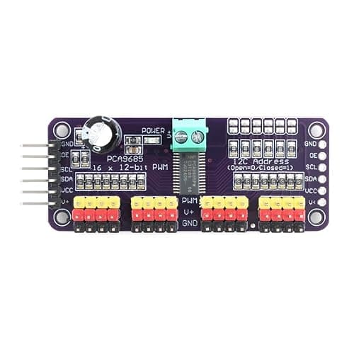 MusRock PCA9685A 16-Channel PWM Servo Driver I2C Expansion Module for Arduino Purple Board
