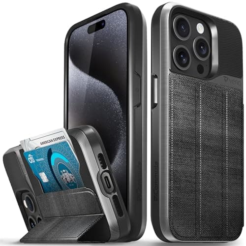 VENA vCommute for iPhone 15 Pro Wallet Case, Black Slate