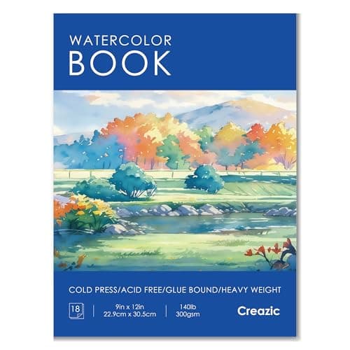 Watercolor Paper Pad 9"x12" (140lb/300gsm) - Acid-Free Artist Sketchbook| Cold-Pressed Heavyweight Water Color Paper for Adults, Kids & Beginners - Ideal for Watercolors, Mixed Media & Crafts (Blue)