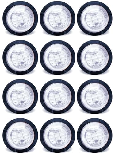 STODER 3/4 Inch Trailer Marker, LED Side Marker Lights, Heavy Duty Waterproof Clearance Lights for Trailers, Trucks, RVs, Buses, Vans - Durable & Bright for Enhanced Safety (White 12pack, 12V)