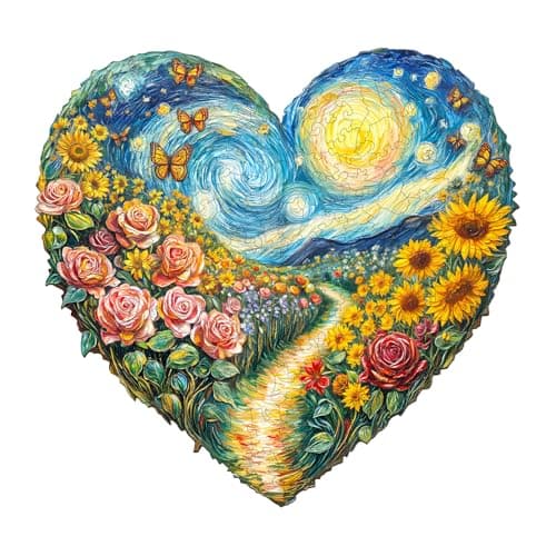 AEEKDOOK Wooden Puzzles for Adults - Heart-Shaped Garden Wood Puzzles Adult - Unique Animal Shape Wooden Jigsaw Puzzles for Adults - Birthday Gifts for Puzzle Lovers (S-8.5 * 8in - 100 Pieces)
