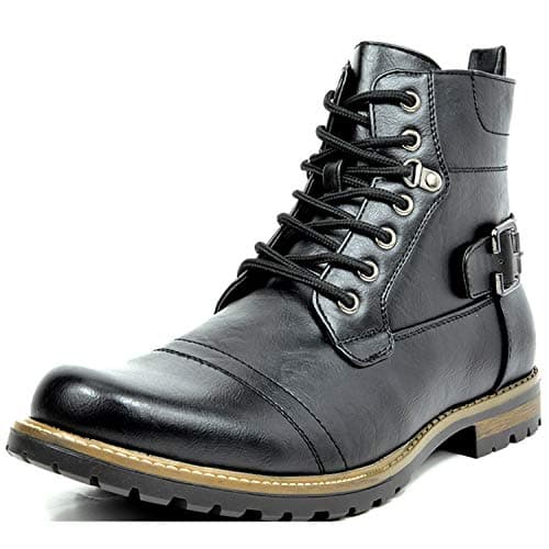 Bruno Marc Men's Motorcycle Combat Boots Casual Zipper Biker Boot, Black, Size 8.5 M US, PHILLY-5