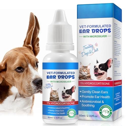 Daiasns Dog & Cat Ear Infection Treatment Drops - 1% Hydrocortisone Ear Cleaner for Yeast & Itchy Ears, Vet-Formulated, 2 fl oz