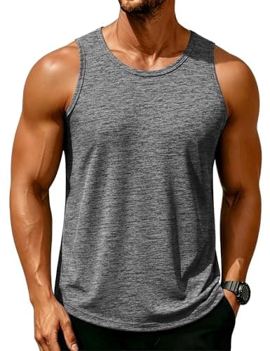 MAGCOMSEN T Shirts for Men Gym Tank Top Workout Shirts Muscle Running Tank Top Men Undershirt Swim Tank Top Dark Grey