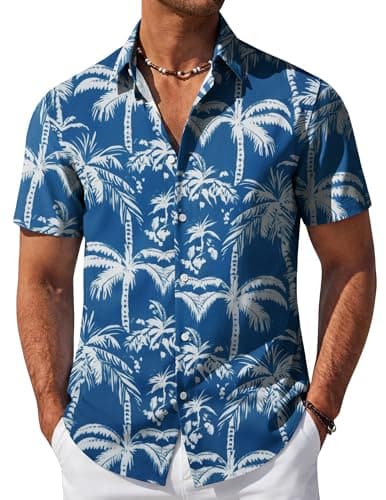 COOFANDY Mens Hawaiian Shirts Casual Stylish Button Down Shirts Short Sleeve Retro Summer Tropical Shirts Beach Vacation Clothes