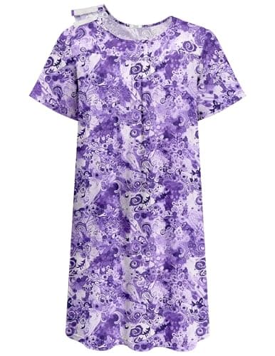 Deyeek Open Back Hospital Gowns for Women Post Surgery Tear Away Snap Dresses Women Soft Adaptive Clothing for Disabled 3XL