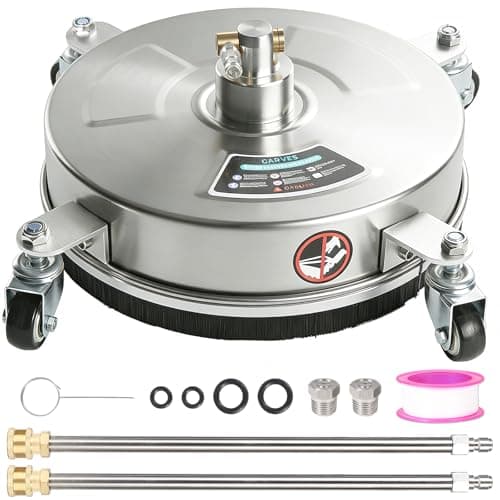 Garvee 14" Pressure Washer Surface Cleaner with 4 Wheels, Stainless Steel Surface Cleaner for Pressure Washer Attachment for Patio, Sidewalk, Deck and Driveways