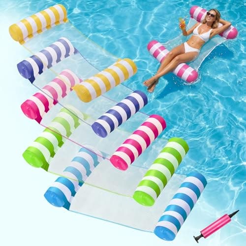 OKSUWATER 5 Pack 4-in-1 Inflatable Pool Floats for Adults, Multicolor