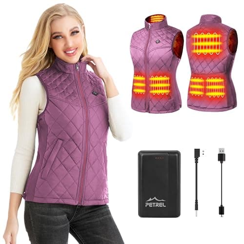 PETREL Heated Vest for Women with Battery Pack, Included 5V 16000mAh, Electric Rechargeable Heated Coat, Lightweight heated jackets for women with 3 Heating Levels, Heating Vest for Hunting & Cycling