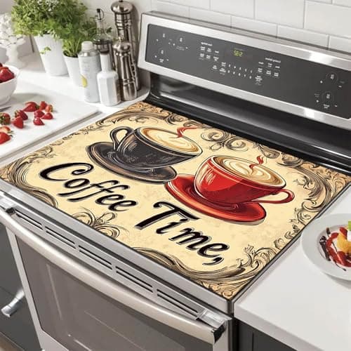 HOMETITUTE Dual Cup Stove Top Cover 28x20 Vintage Coffee Diatomite Mat