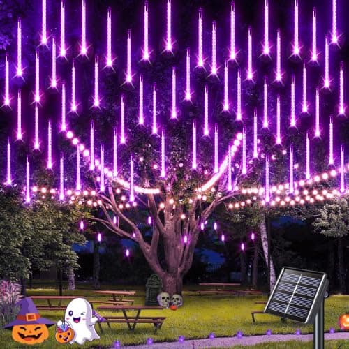 JMEXSUS Solar Halloween Lights Outdoor Purple Solar Lights