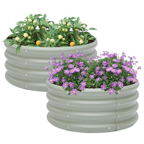 2-Pack 2x1ft Galvanized Raised Garden Bed, Outdoor Planter Bed, Metal Planter Box for Gardening and Planting,Light Green