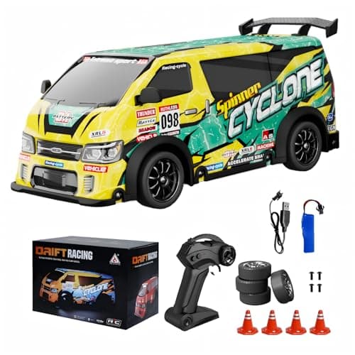 Highmall 1:24 RC Drift Car - with LED Lights, JDM RC Cars Includes Drift Tire Kit USB Rechargeable Battery, Boys rc Cars Toys for Christmas Birthday