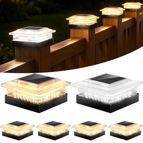 NACINIC 40LM 4x4 Post Solar Lights 6 Pack, Fence Post Solar Lights, 4 Modes