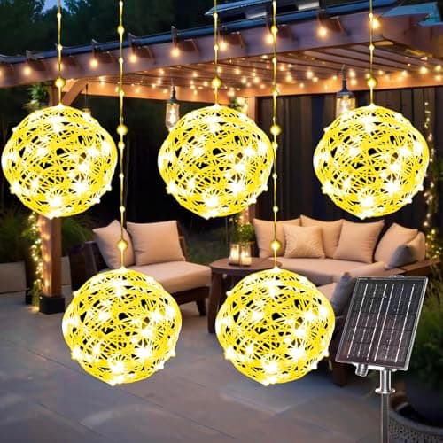 WISEgham Solar Christmas Ball Lights - 200LED Outdoor Tree Globe String Lights, 8 Modes Waterproof Sphere Lantern Lights, Christmas Decor for Tree Garden Porch (Warm White, 5pack)