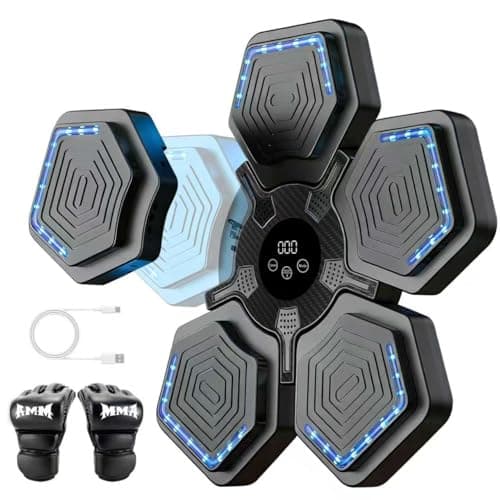 RGYAN 2026 Music Boxing Machine for Women Adults Wall Mounted 15 Speeds 15 Modes Smart Bluetooth Boxing Machine with Counter Real-Time Audio Feedback Interactive Punching Game Pad with LED Lights