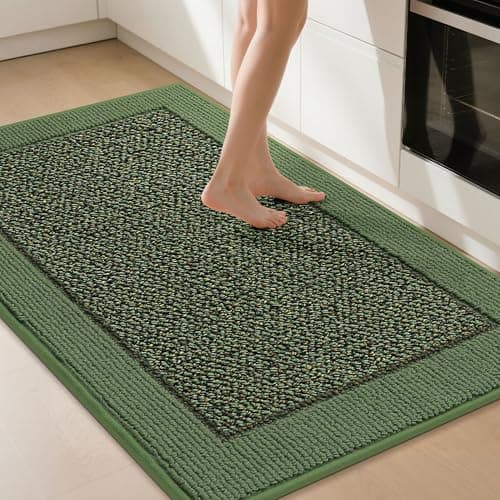 BEQHAUSE Kitchen Rugs 32"x48", Kitchen Runner Rug Non-Slip Kitchen Mats for Floor, Absorbent and Stain Resistant Kitchen Mats, Machine Washable Rugs for Kitchen, Hallway, Laundry & Sink, Green