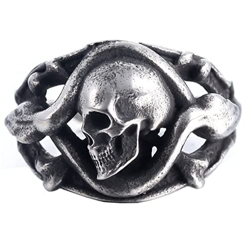 Sinoyp Skull Rings Stainless Steel Jewelry Edgy Chunky Snake Ring Death Ring For Men (7)