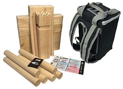 Kubb Empire Premium Size Hardwood Kubb Yard Game Set with Backpack, Instruction Card, and Bottle Opener