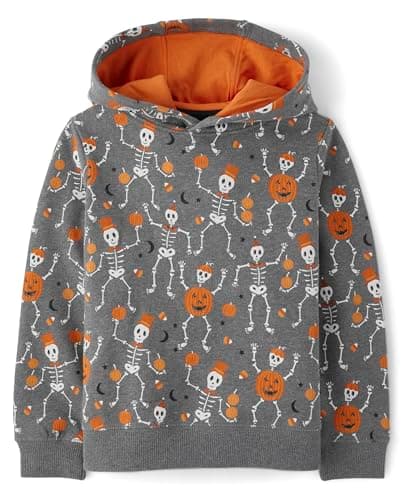 Gymboree,and Toddler Long Sleeve Hoodie Sweatshirt,Skeletons and Jack-O-Lantern,4T