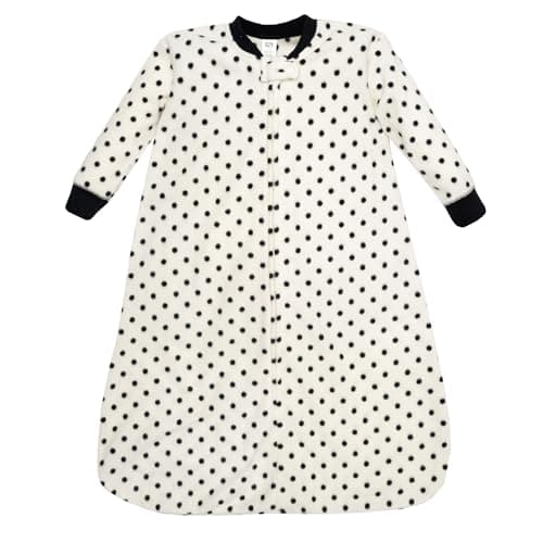 Hudson Baby Infant Girls Long-Sleeve Fleece Sleeping Bag, Black Cream Dot, 6-12 Months