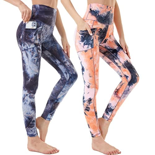 ROSA JUNIO 3 Pack High Waist Leggings with Pockets for Women, Tie Dye Stretch Workout Leggings Exercise Athletic Yoga Pants