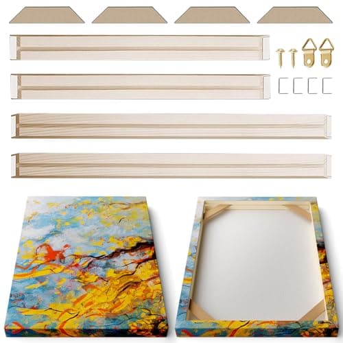 DIY Wooden Canvas Stretcher Bars Canvas Frame Kit for Gallery Wraps – Sturdy Solid Wood Bars for Oil Paintings, Gallery, Posters, Diamond Painting, Home Studio Wall Decor