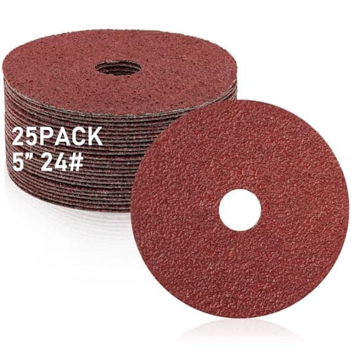 25Pcs 5" Angle Grinder Sanding Discs, 24 Grit Sanding Disc with 7/8" Arbor