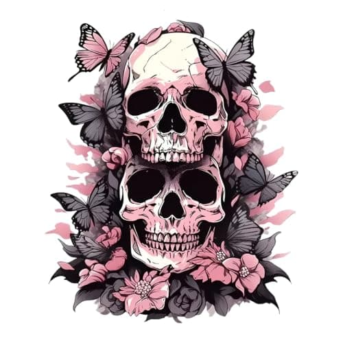 ZUKHL 2pcs 4.72''x5.51'' Colorful Butterfly and Skull Self-Adhesive Vinyl Sticker for Cars, Trucks, Motorcycles, Laptops, Windows, Glass, Walls - Indoor & Outdoor Use (2BZ247)